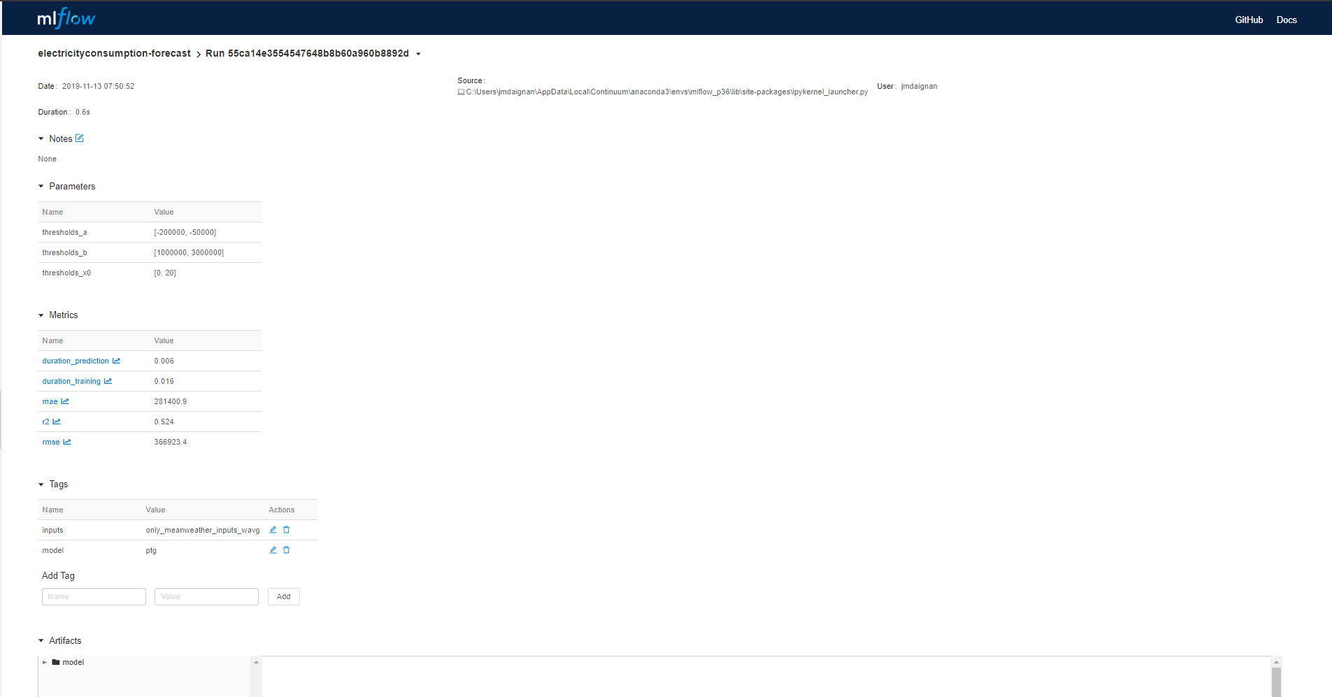 Mlflow run ui illustration