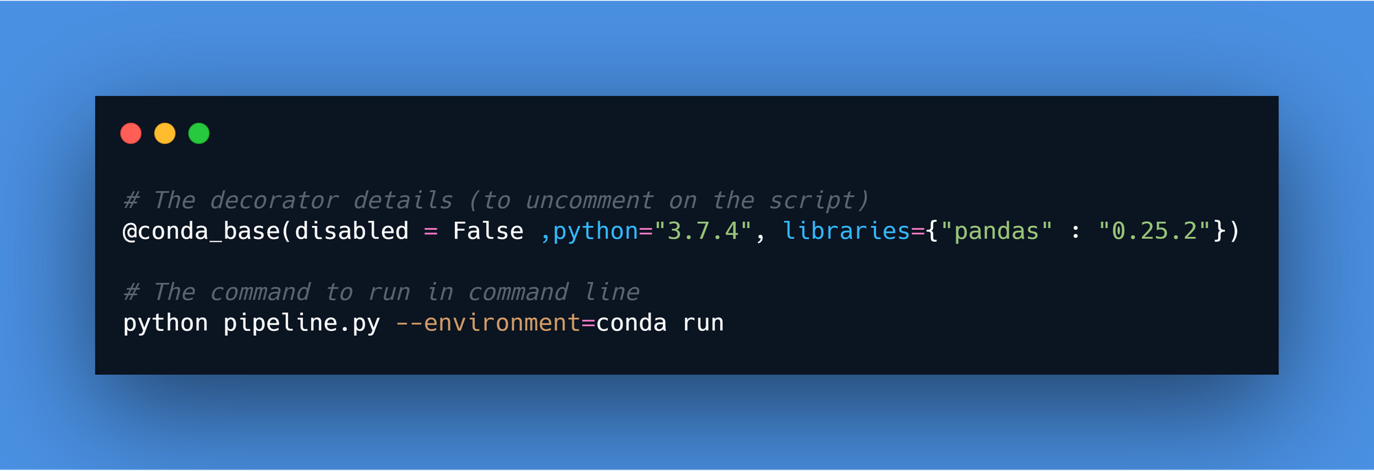 Conda step code illustration