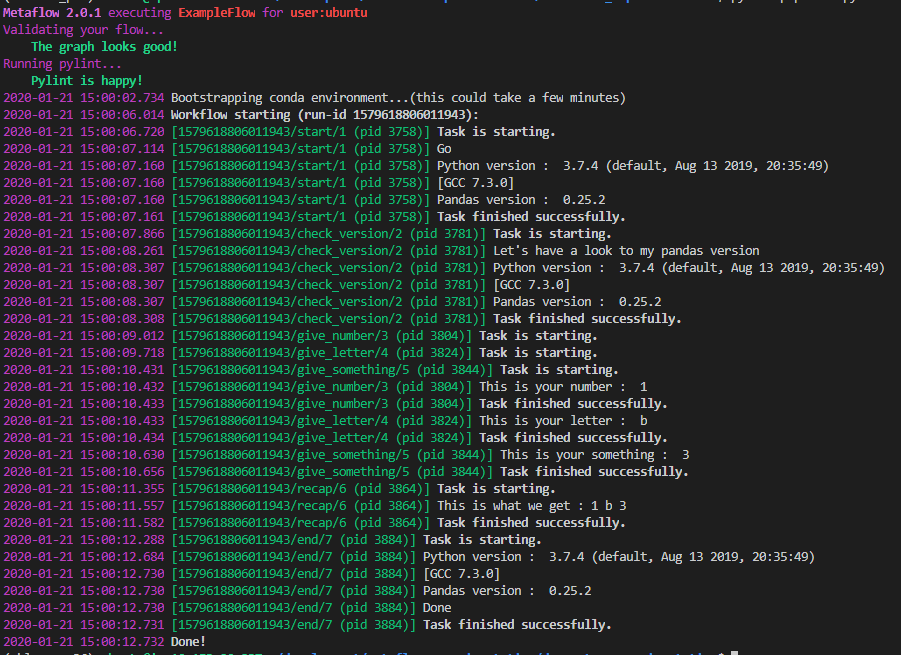 Conda step log illustration